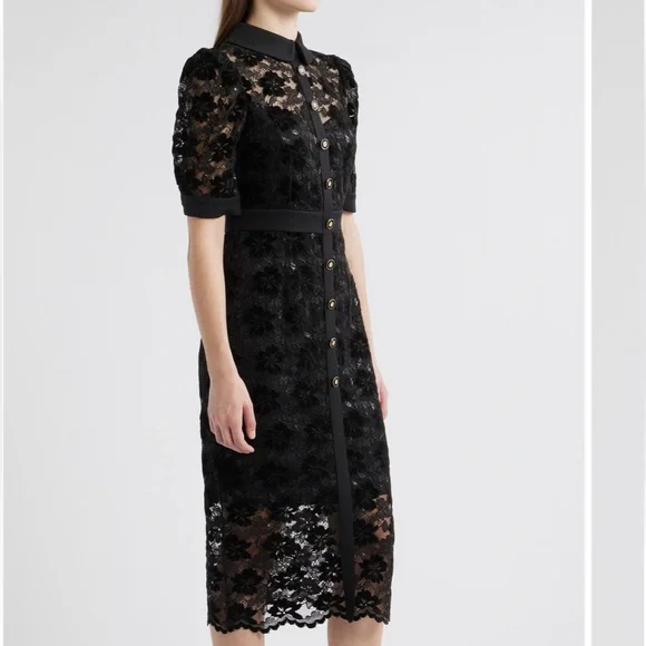 chinese dress ladies Metallic Lace Trim Silk Shirt Black / Xs